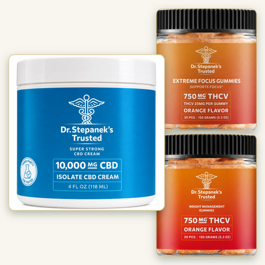 Dr. Stepanek's Trusted Complete Collection — Superstrong CBD Cream, Extreme Focus Gummies, and Weight Management Gummies